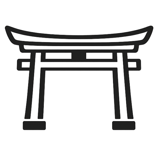 stylized torii in black and white