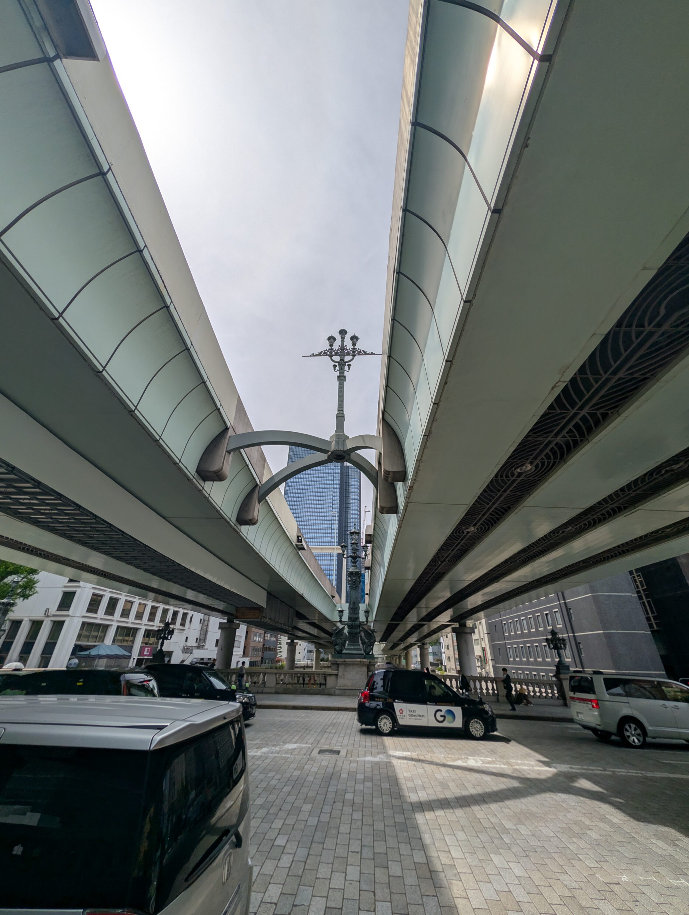The twin highways are seen above from the Nihonbashi bridge.