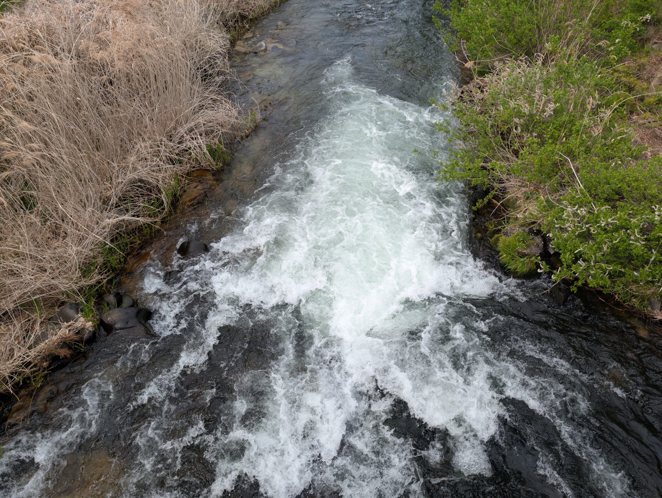 A raging river seen from above.