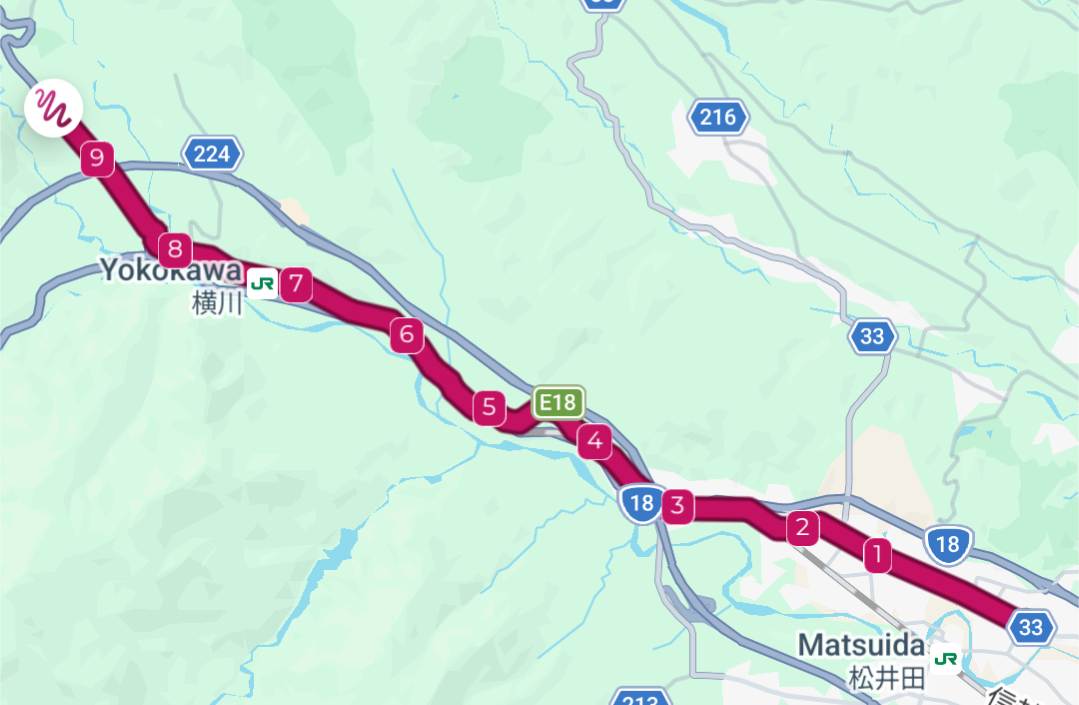 The path from Matsuida-shuku to Sakamoto-shuku