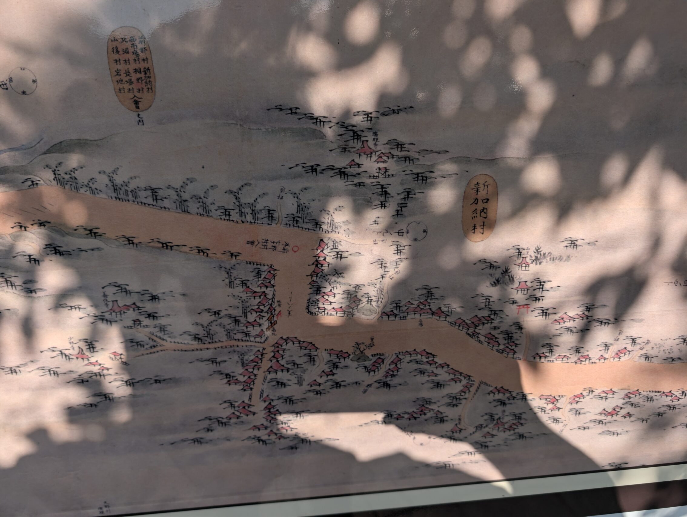 An old map showing a road with two almost 90 degree turns.
